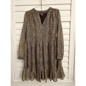 Vince Camuto‎ Women's Beige Off The Grid Foxtrot Tiered Pleated Mini Dress